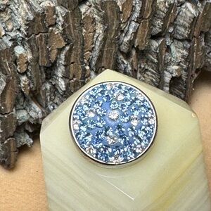 Ginger Snaps 20mm Silver w/ Blue and white Rhinestonrs